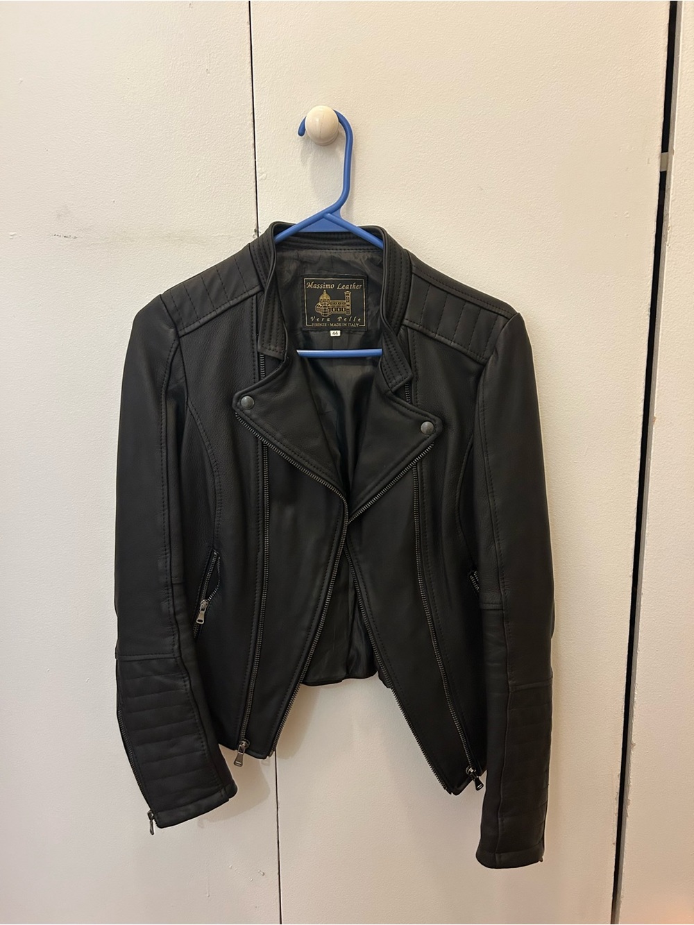 Massimo Black Leather Moto Jacket